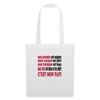 Mon papi est beau - Stoffbeutel - Weiß - Vorne