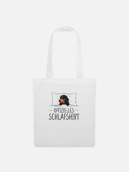 Offizielles Schlafshirt Dackel Hund Schlafanzug - Stoffbeutel - Weiß