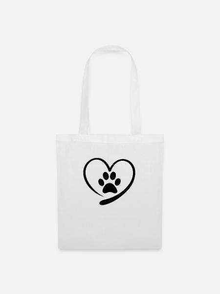 Hundepfote Hundefreund Hundemensch Geschenkidee - Stoffbeutel - Weiß