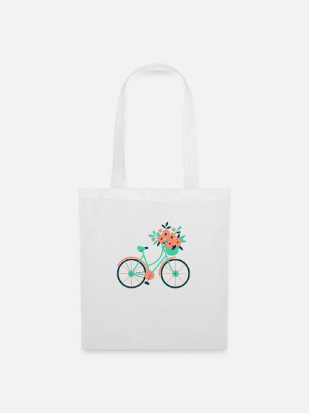 Customisable bike with flowers - Tote Bag - white