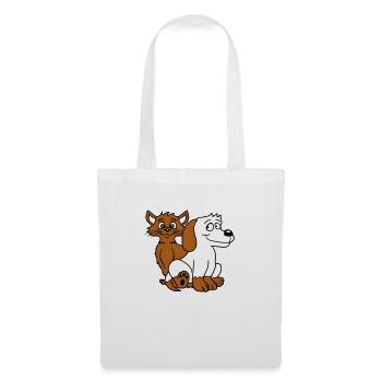 Dog Cat Two Friends Team Kitten 2 Duo Crew - Tote Bag - white - Front