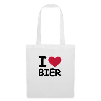 I Love Bier - Stoffbeutel - Weiß - Vorne