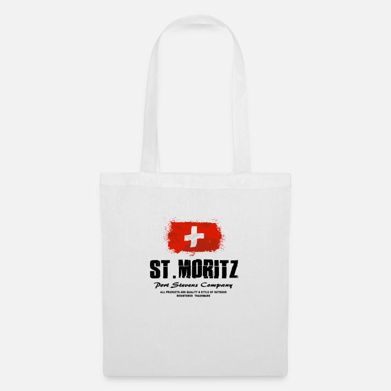 St. Moritz - Swiss Flag - Stoffbeutel - Weiß