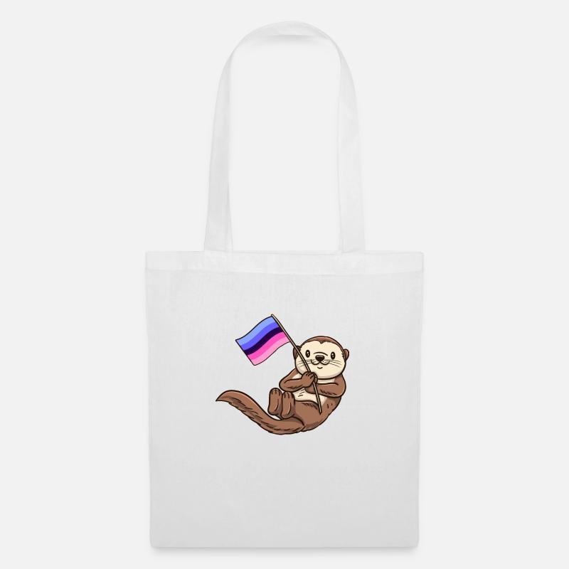 Seeotter mit Omnisexual Pride Flagge - Stoffbeutel - Weiß