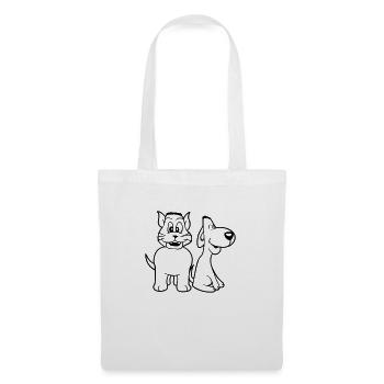 Dog Cat Two Friends Team Kitten 2 Duo Crew - Tote Bag - white - Front