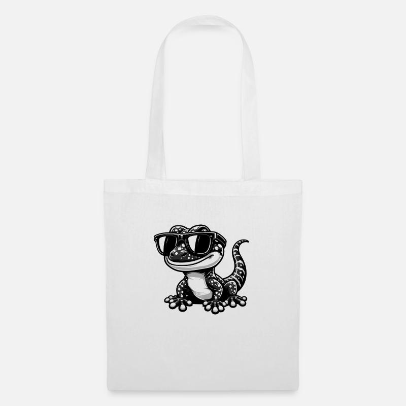 Gecko mit Sonnenbrille - Stoffbeutel - Weiß