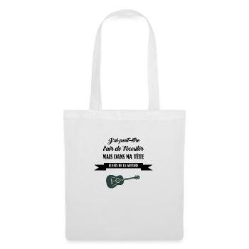 J'ai peut être l'air de t'écouter t-shirt guitare - Sac en tissu - blanc - Devant