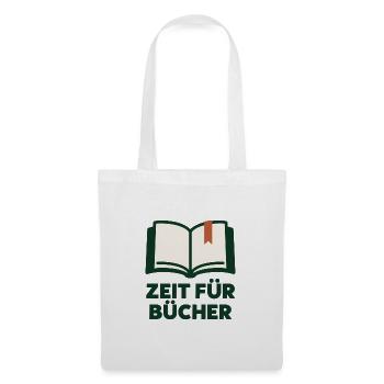 Zeit für Bücher - Buchmotiv mit Text - Stoffbeutel - Weiß - Vorne