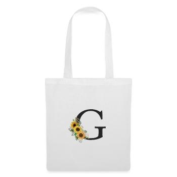 M Monogramm Sonnenblumen - Stoffbeutel - Weiß - Vorne