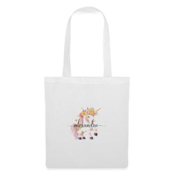 Alexandra! Design fleur de licorne, personnalisable - Sac en tissu - blanc - Devant