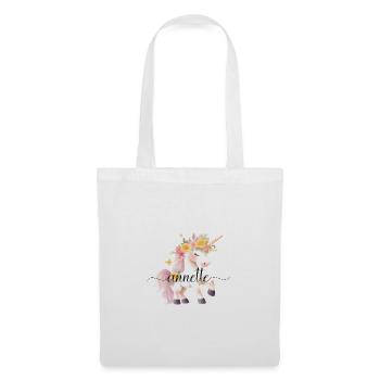 Anette! Design fleur de licorne, personnalisable - Sac en tissu - blanc - Devant