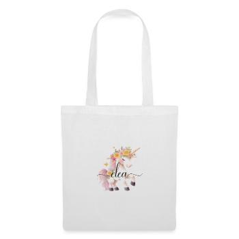 Clea! Design fleur de licorne, personnalisable - Sac en tissu - blanc - Devant