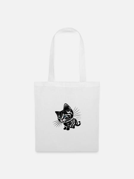 Katze - Stoffbeutel - Weiß