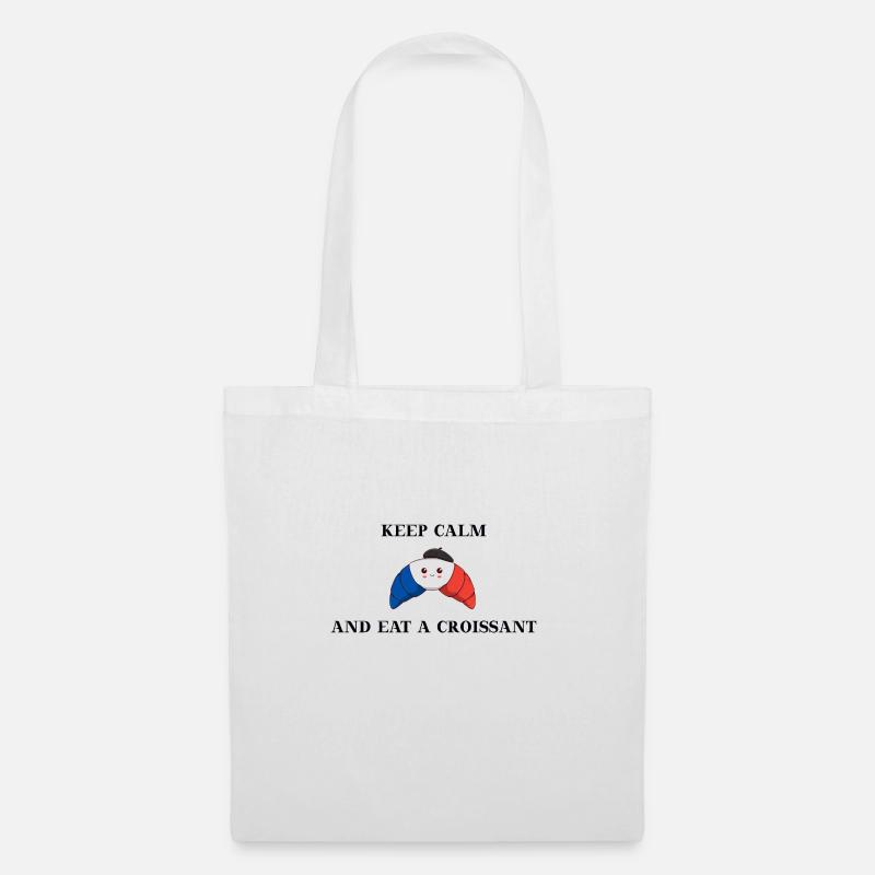 Keep calm Frankreich Croissant Geschenkidee lustig - Stoffbeutel - Weiß