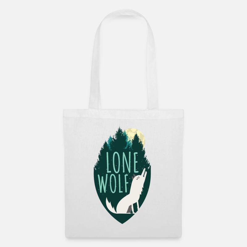 Lone Wolf | Vollmond Mond Geisttier Rudel Geschenk - Stoffbeutel - Weiß