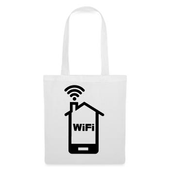 Smartphone Home Logo Home mit Text WIFI - Stoffbeutel - Weiß - Vorne