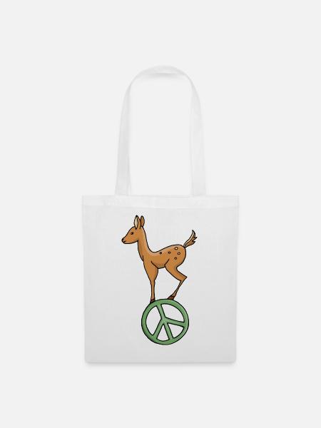 Peace Symbol Rehkitz - Stoffbeutel - Weiß