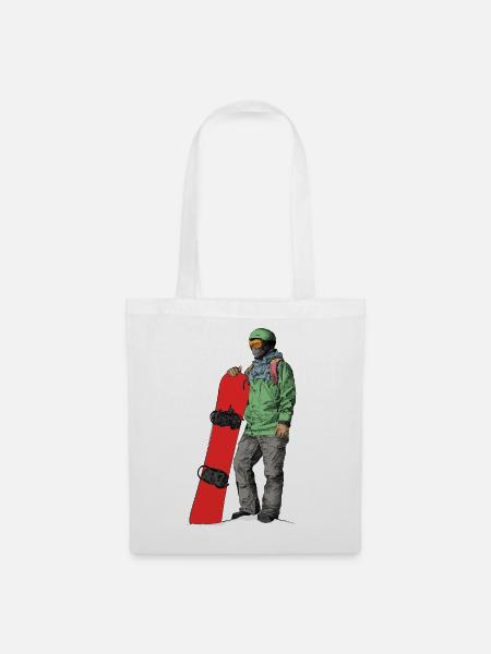 Abenteuerlicher Snowboarder - Stoffbeutel - Weiß