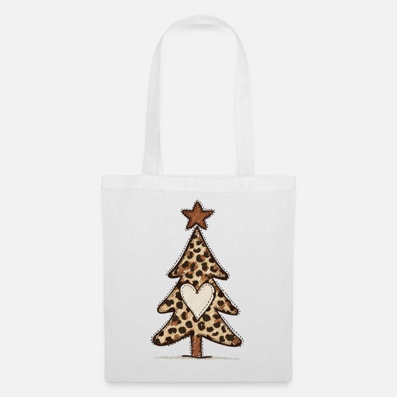 Leoprint Weihnachtsbaum - Leomuster - Stoffbeutel - Weiß