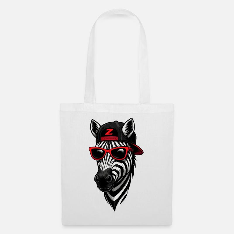Cooles Zebra mit Cap und Sonnenbrille  - Stoffbeutel - Weiß