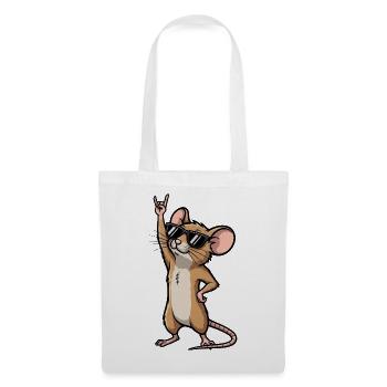Coole Maus Ratte Rock Musiker Comic - Stoffbeutel - Weiß - Vorne