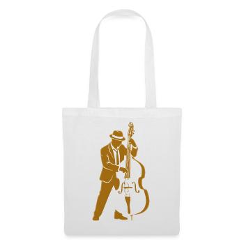 Retro Jazz Upright Bassist Silhouette - Stoffbeutel - Weiß - Vorne