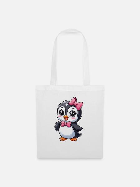 Mädchen Pinguin - Stoffbeutel - Weiß