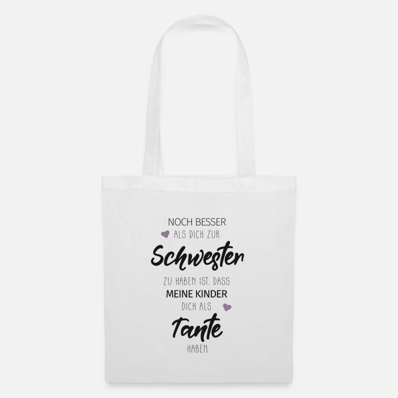 Beste Schwester Tante Nichte Neffe Spruch Geschenk - Stoffbeutel - Weiß