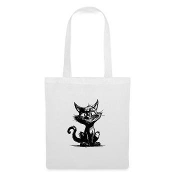 Freche Haustier Katze grinsender Kater Hauskatze - Stoffbeutel - Weiß - Vorne