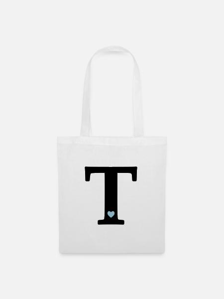 Letter T Initial Letter - Tote Bag - white