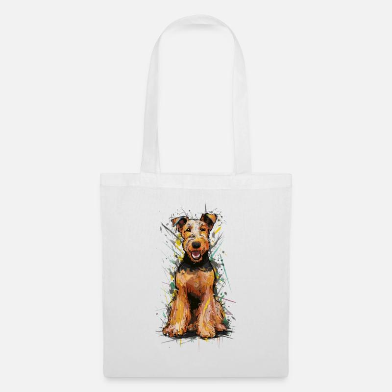 Airedale Terrier - Stoffbeutel - Weiß