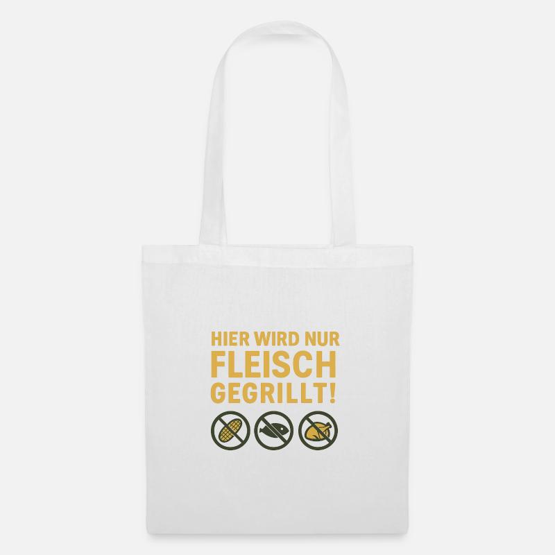 Hier wird nur Fleisch...witziges Motiv - Stoffbeutel - Weiß