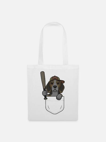 Beagle Pocket Baseball - Stoffbeutel - Weiß