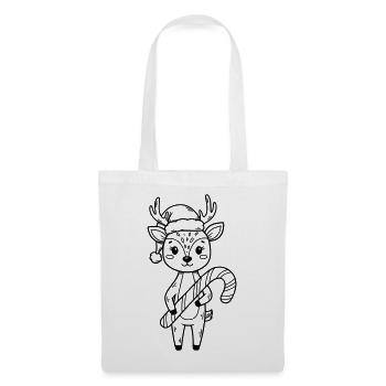 Cute Christmas Fawn Cartoon - Tote Bag - white - Front