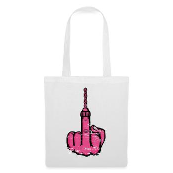 Fuck You Bohrer – Rosa Mittelfinger - Stoffbeutel - Weiß - Vorne