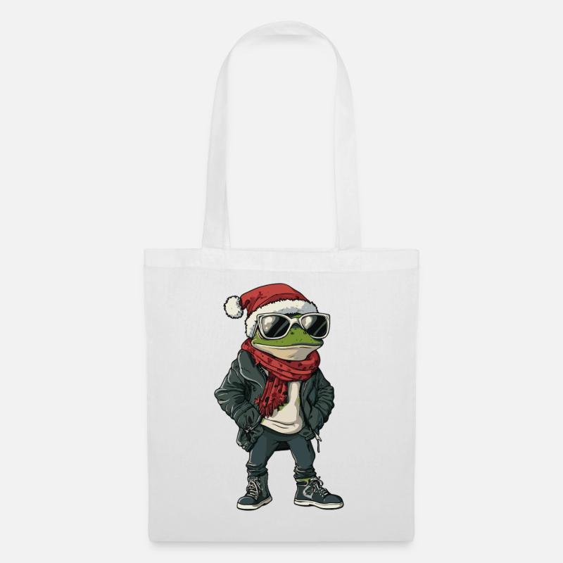 Frosch Weihnachten Winter - Stoffbeutel - Weiß