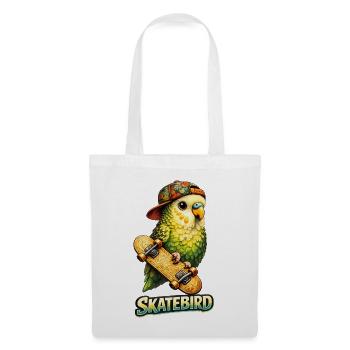 Skatebird – Perroquet tropical avec skateboard & Ca - Sac en tissu - blanc - Devant