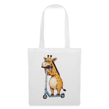 Girafe mignonne seule Dessin animé ennuyeux de scooter - Sac en tissu - blanc - Devant