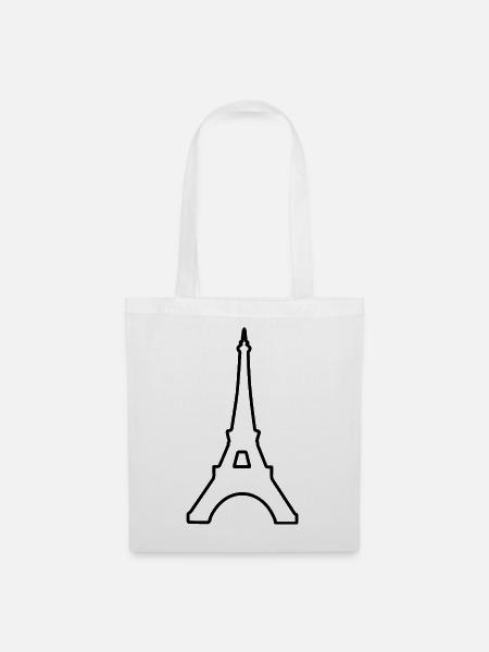 Eiffelturm Paris minimalistisches Wahrzeichen - Stoffbeutel - Weiß