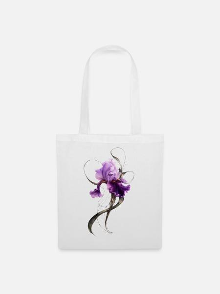 Lila Iris Blüte Elegante Blumenkunst - Stoffbeutel - Weiß