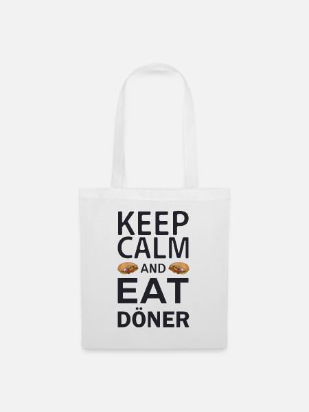 Keep calm and eat Döner lustige Döner Sprüche - Stoffbeutel - Weiß