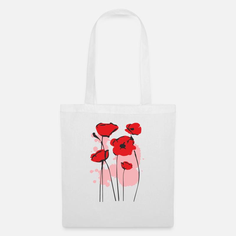 Mohn - Stoffbeutel - Weiß