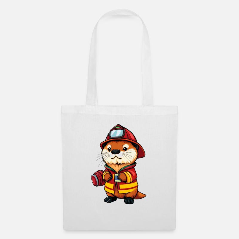 Firefighter Beaver Ready for Action - Tote Bag - white