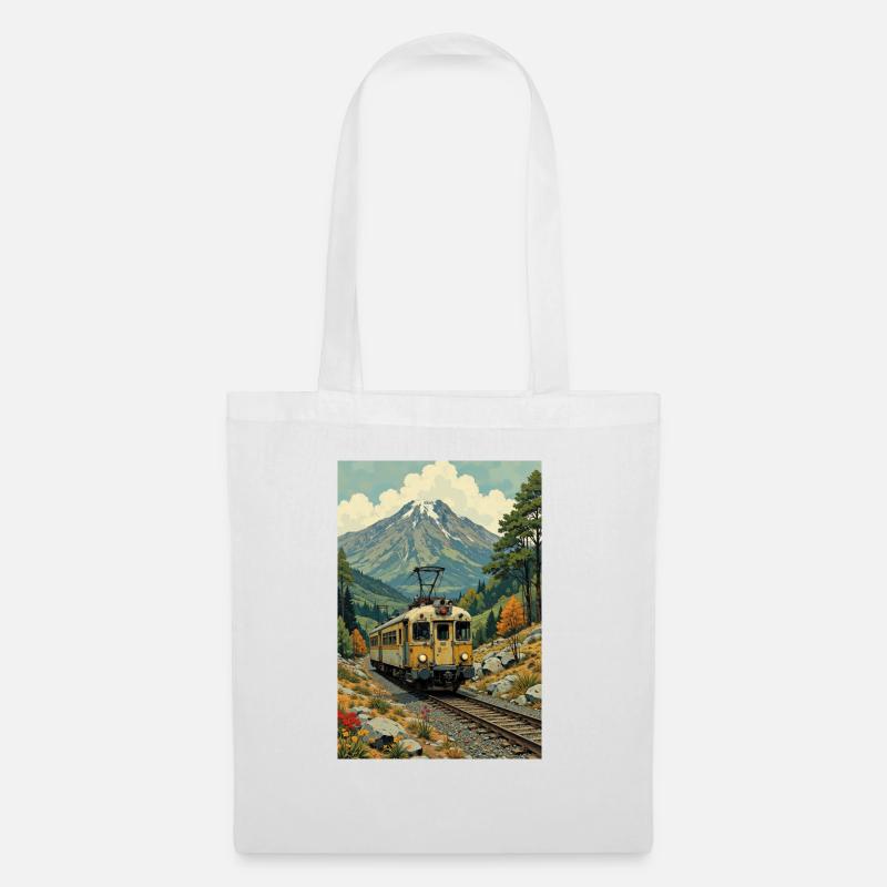Image de train rétro - Sac en tissu - blanc
