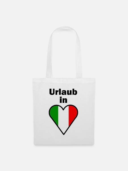 Urlaub in Italien Flagge - Stoffbeutel - Weiß