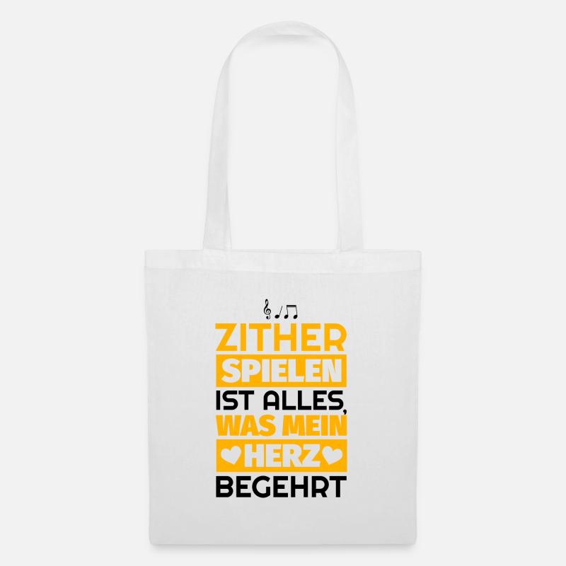 Zither Geschenke - Stoffbeutel - Weiß