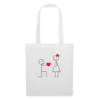 personnage baton coeur - Sac en tissu - blanc - Devant