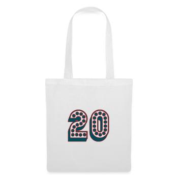 20. 20 ANS. 20e ANNIVERSAIRE. ANNIVERSAIRE 20 ANS. - Sac en tissu - blanc - Devant