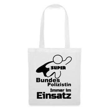 Super Bundespolizistin Polizei, Sprüche, Geschenk - Stoffbeutel - Weiß - Vorne