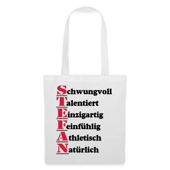 Stefan , Vorname,Namensschild,Name,Fun Shirt (25) - Stoffbeutel - Weiß - Vorne